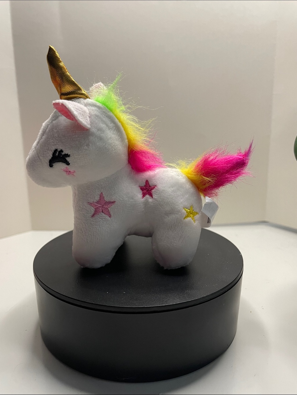 Plush White Unicorn Keychain with Rainbow Mane